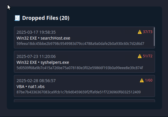 Screenshot of TryDetectThis2.0 (VirusTotal Offline), showing dropped files by installer.exe